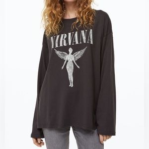 H&M Nirvana Oversized Print-motif Top